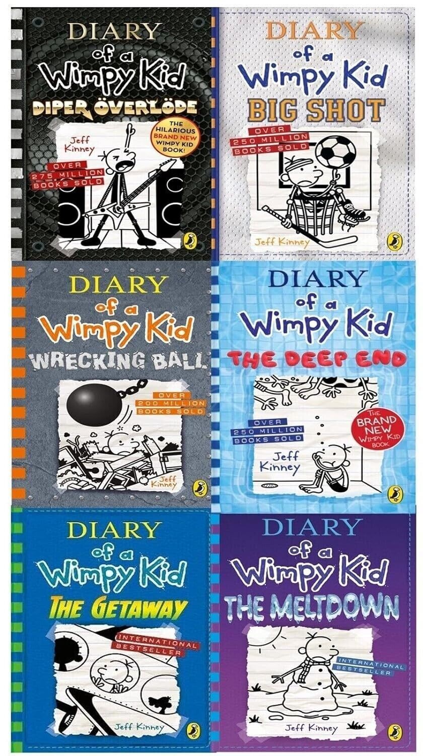 Diary of a Wimpy Kid Series Collection 6 Books Set By Jeff Kinney Big Shot,Deep