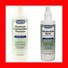 Davis Maximum 4 Chlorhexidine Shampoo 12 oz  Chlorhexidine Spray 8 oz stronger