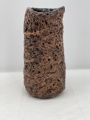 One of a Kind Hand-Crafted Pottery 8'' Vase Art Decor