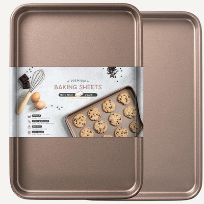 Non-Stick 13x18-Inch Half Baking Pan Set of 2 | Non-Toxic PFOA and BPA Free