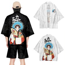 Uomo Pechino Opera Kimono Stampa Yukata Camicia Vestaglia Cardigan Haori Maglia
