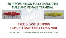 60 PCS MALE & FEMALE FULLY INSULATED QUICK DISCONNECTS WIRE CONNECTORS 22-10 GA.