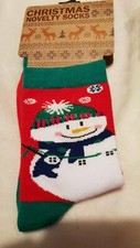 CHRISTMAS SNOWMAN SOCKS, KIDS, RED, STOCKING FILLER