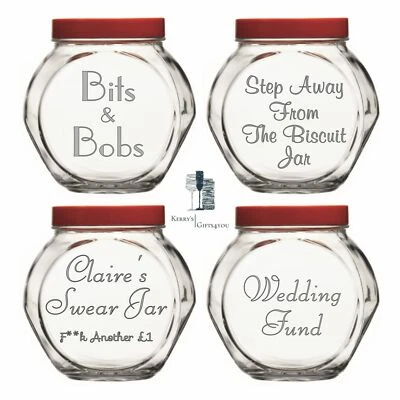 Personalised Engraved Biscuit Cookie Sweet Treats Storage Money Swear Jar