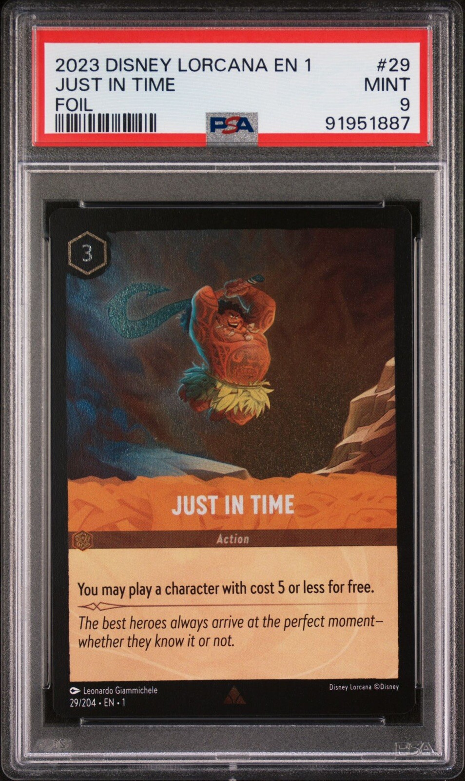 2023 DISNEY LORCANA EN 1-THE FIRST CHAPTER 29 JUST IN TIME FOIL PSA 9