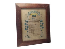 Georgian Hobart Family Resister Framed Watercolor Rare