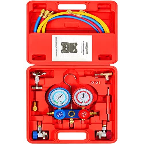 R134a AC Gauge 3 Way A/C Manifold Gauge Set Air Conditioning Manifold