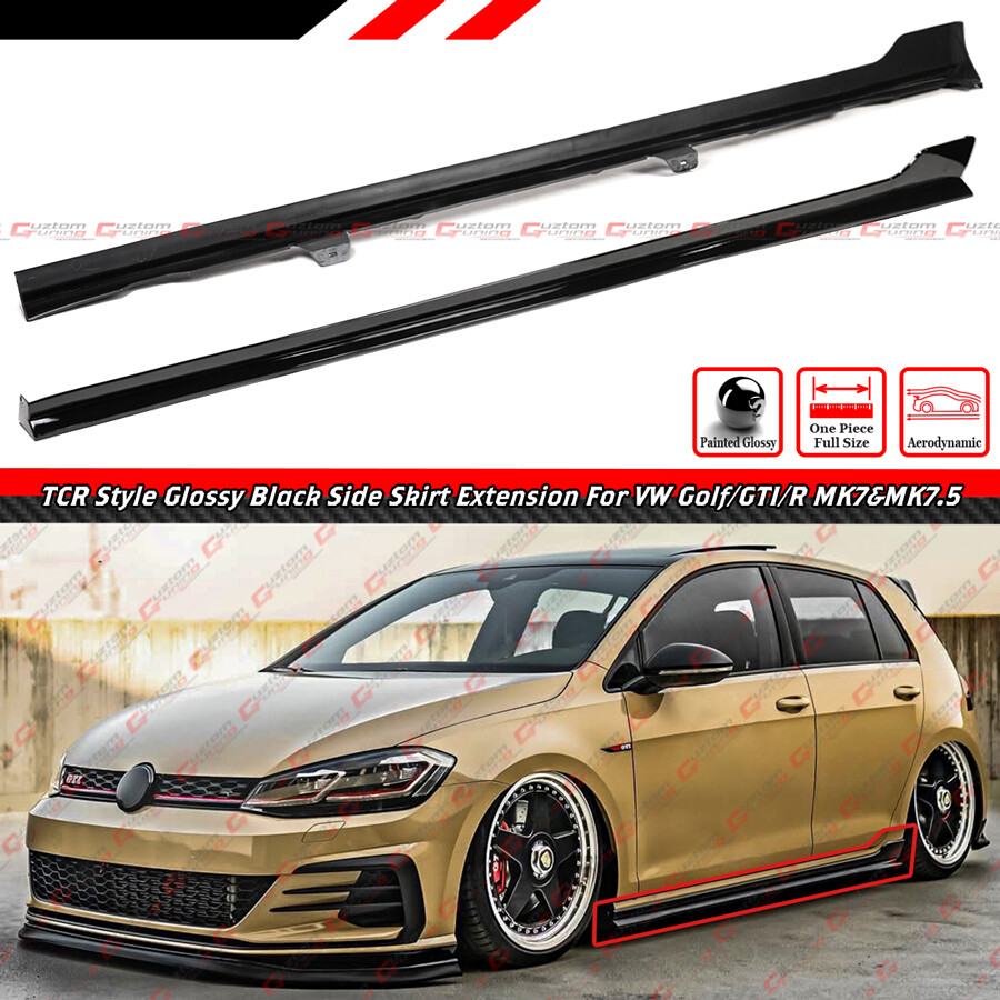 For 12-20 VW Golf GTI R MK7 MK7.5 4DR TCR Style Gloss Black Side