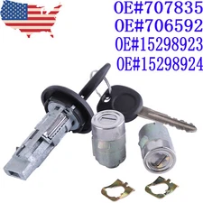 Ignition Key Switch Cylinder & 2 Door Locks Keys For Chevy Silverado GMC Sierra