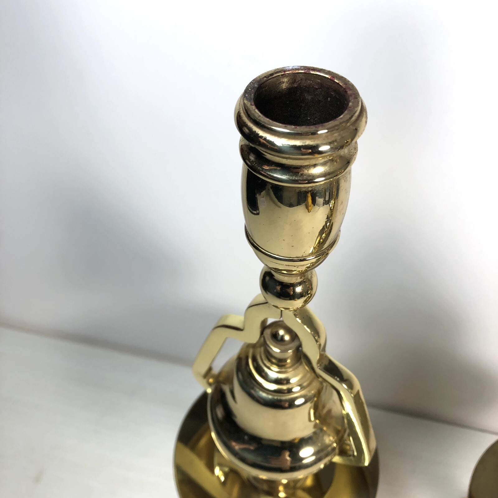 Set of Baldwin Brass in America Tall Candlesticks with Tavern