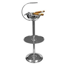 Stinky Cigar Floor Standing Stainless Steel Ashtray, Carry Handle, 4 Stirrups