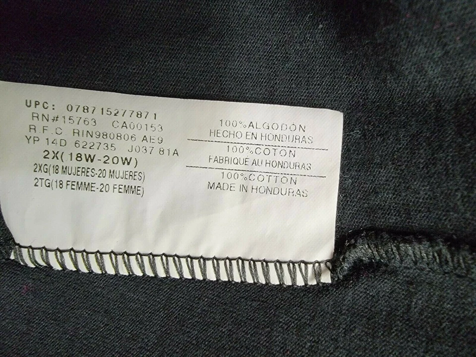 Camisa Top Blusa Mujer Just My Size Talla 2X 18W/20W Negra Rosa Leopardo Floral Foto 3 de 4