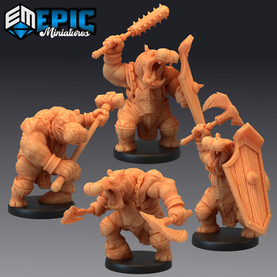 HIPPO WARRIOR, Dungeons and Dragons Miniatures, D&D, Epic Miniatures, Fantasy