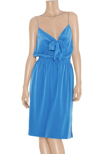 Donna Karan SLIP DRESS 100% designer luxe bright blue SILK strappy Lge DKNY bnwt - Picture 2 of 4
