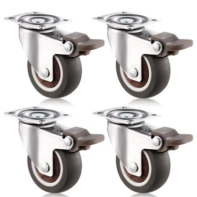 MARKENLOS 4er. Set Möbelrollen 50mm Schwerlastrollen mit Bremse Lenkrollen Gummirollen