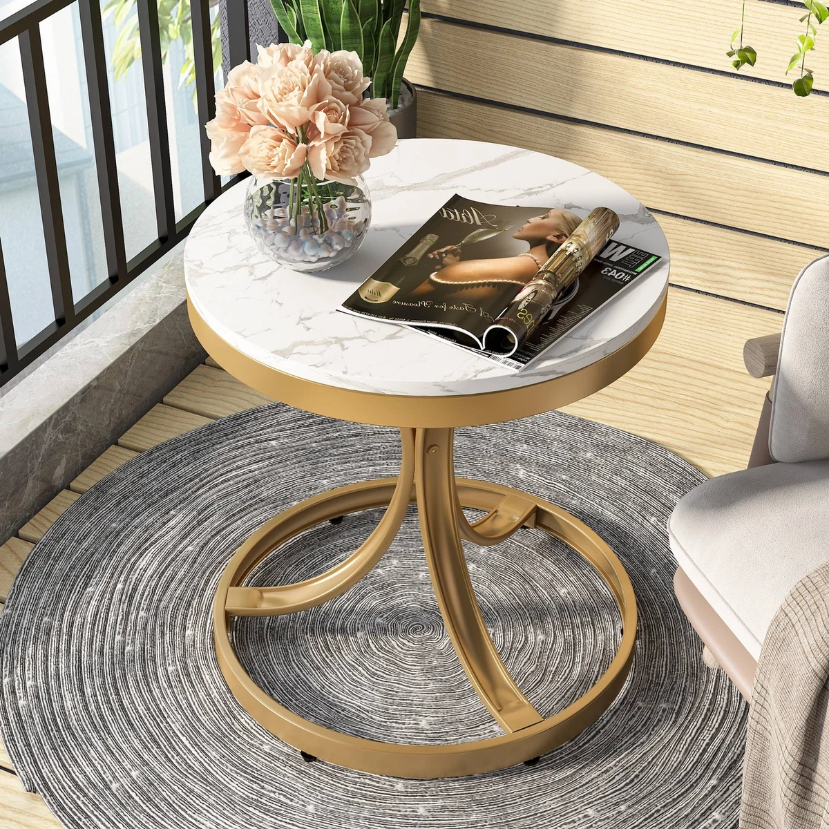 Tribesigns Side Table for Living Room, Round End Table Small