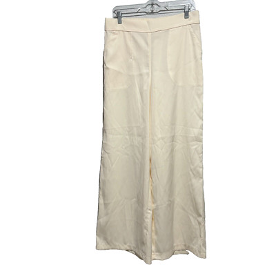 NWT Max Studio Womens Bone Hine Rise Elastic Waist Wide Leg Palazzo Pants Large