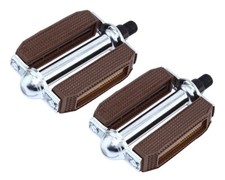1/2" BROWN/CHROME VINTAGE SCHWINN STYLE BLOCK PEDALS CRUISER LOWRIDER BIKE