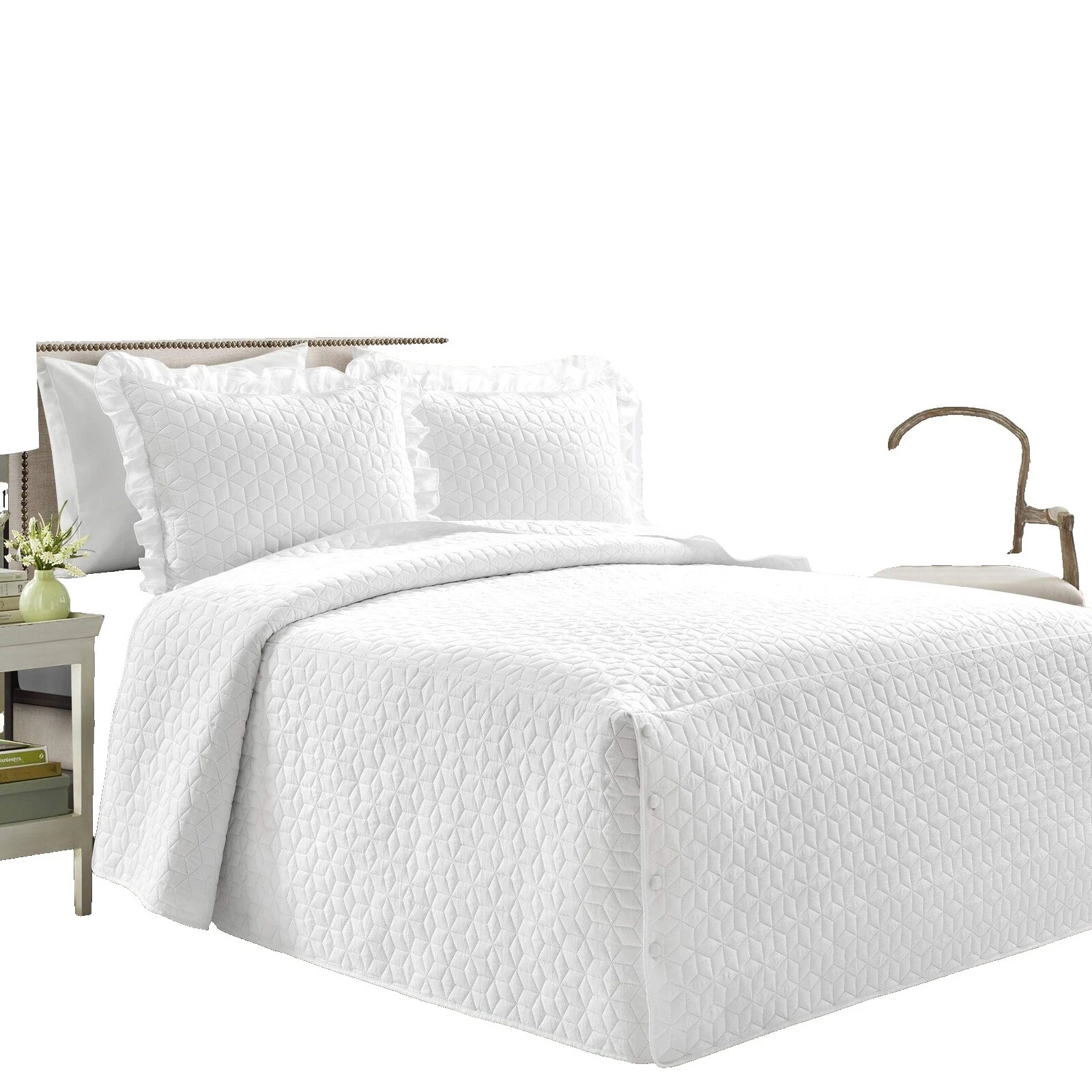 Белые лоскутные одеяла, покрывала и покрывала French Country Geometric