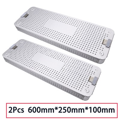 2Pcs Aluminum alloy sterilization Tray Case Aluminum box 600*250*100mm Screw box