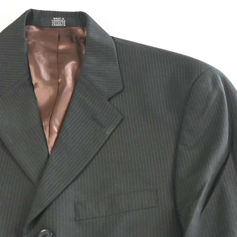 J Ferrar 38S 30x32 Black Striped Mens Jacket Pants Suit - Image 3 of 4