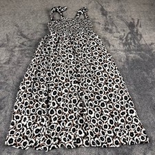 Diane von Furstenberg Target Floral Smocked Tie Strap Midi Dress Black White M 8
