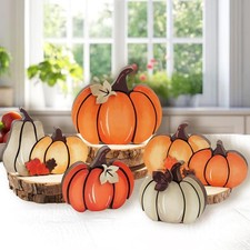 5PCS Wooden Pumpkin Fall Decor- Fall Pumpkin Decorations for Home Thanksgivin...