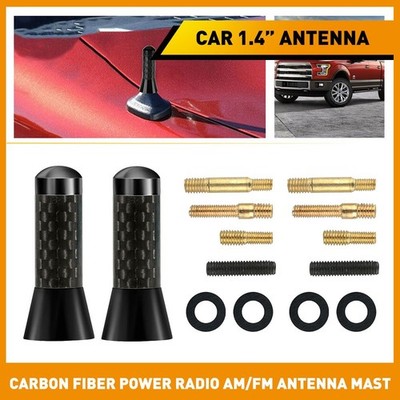 2x Black Carbon Fiber Short Antenna For  TRD Sports Toyota 1.4'' General Purpose