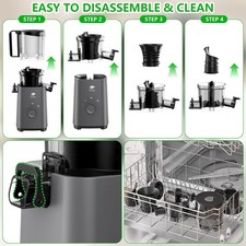 Cold Press Juicer Machines, 5.3" Large Feed Chute 99% Juice Yield, Ultra Quiet