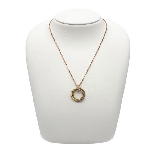 Cartier Trinity Diamond Necklace 18K YG/WG/PG Diamond Jewelry 9.1g - Picture 10 of 11
