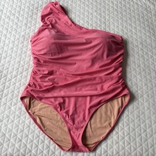 J. CREW Ruched One Shoulder One Piece Size 24 Swimsuit In Pink Beach Wear Resort