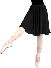 Ballet Skirt for Women Dance Rehearsal Skirt Big Hem Elastic Waistband Black