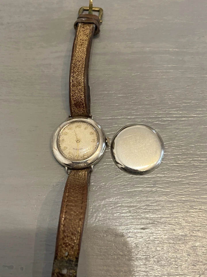 Antiguo Reloj Longines Militar Oficial Primera Guerra Mundial Trinchera - Plata Esterlina Oro Número Foto 2 de 4