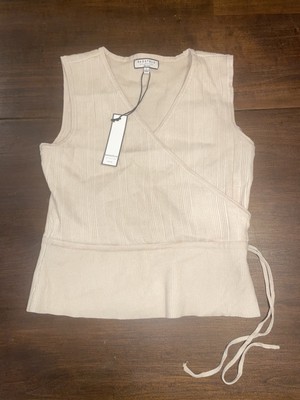 Bagatelle Collection Faux Wrap Knit Ribbed Tank Top NWT Size Large