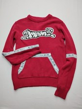 Le Tigre Red Sweater Kangaroo Pocket y2k Big White Tiger Logo Embroider M