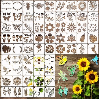 65Pcs Small Stencils for Painting on Wood Reusable, 3 Inch white clear 