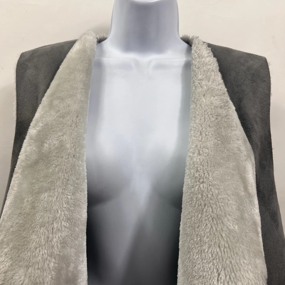 Ruby Rd. Vest Women's Medium Sleeveless Open Front Faux Suede Lined Gray - Image 2 of 4