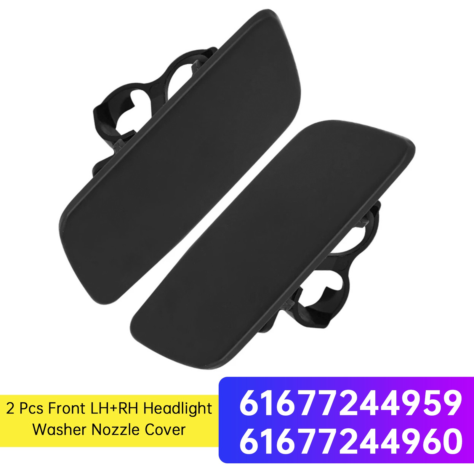 2 Pcs Front LH+RH Headlight Washer Nozzle Cover for Rolls-Royce Ghost 2010-2018