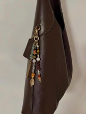 Boho Beaded Bag Charm Natural Stone Pearl Purse Keychain Accessory Free Ship US