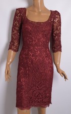 Dolce&Gabbana Women Red Dress Viscose Floral Lace Slim Fit Bodycon Wrap Sz IT 42