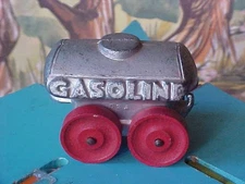 Vintage Barclay Lead GASOLINE TANKER Toy Vehicle Wood Wheels 2.25"