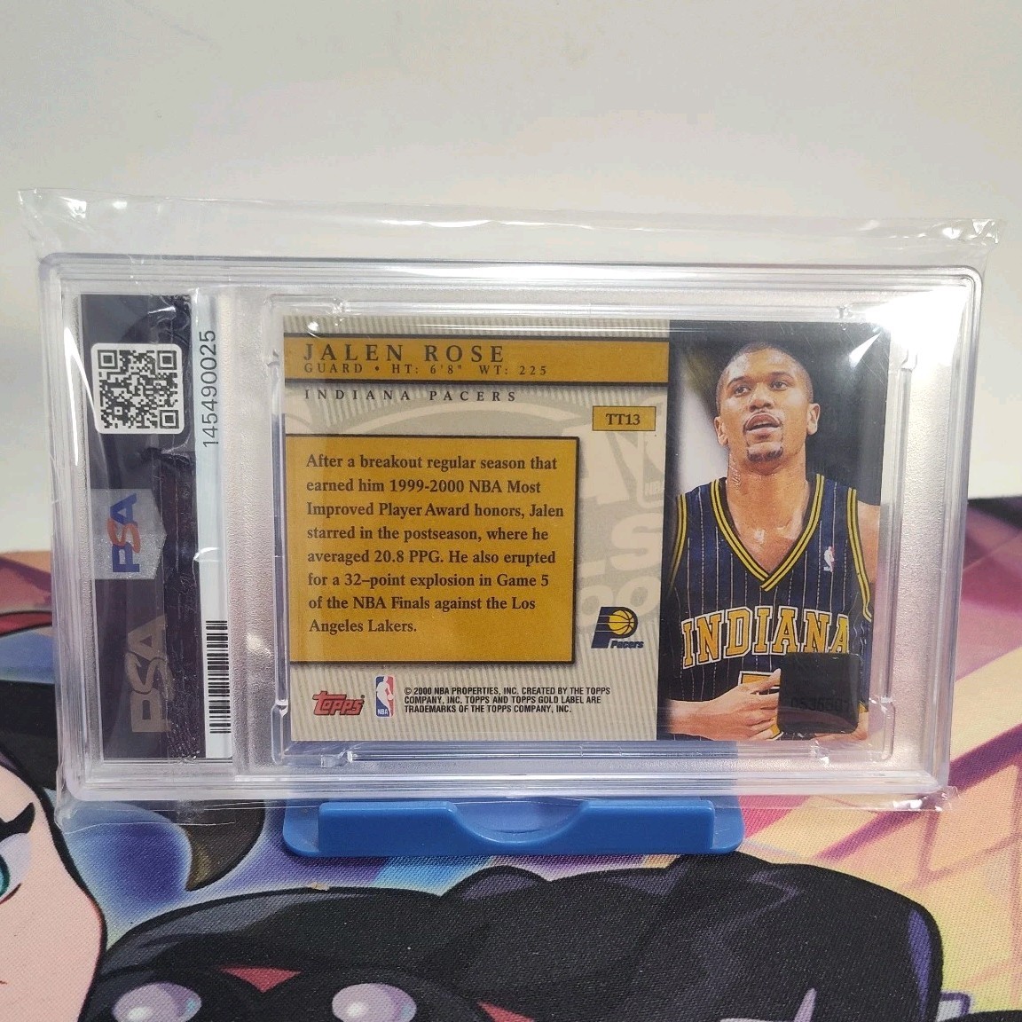 2000 Topps Gold Label NBA Finals Jersey Jalen Rose #TT13 Game Used Patch PSA 7 view 3