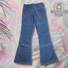 Vtg 70's Levi's Bell Bottom Flare Jeans 25 x 30 Orange Tab Hippie Boho 784 613