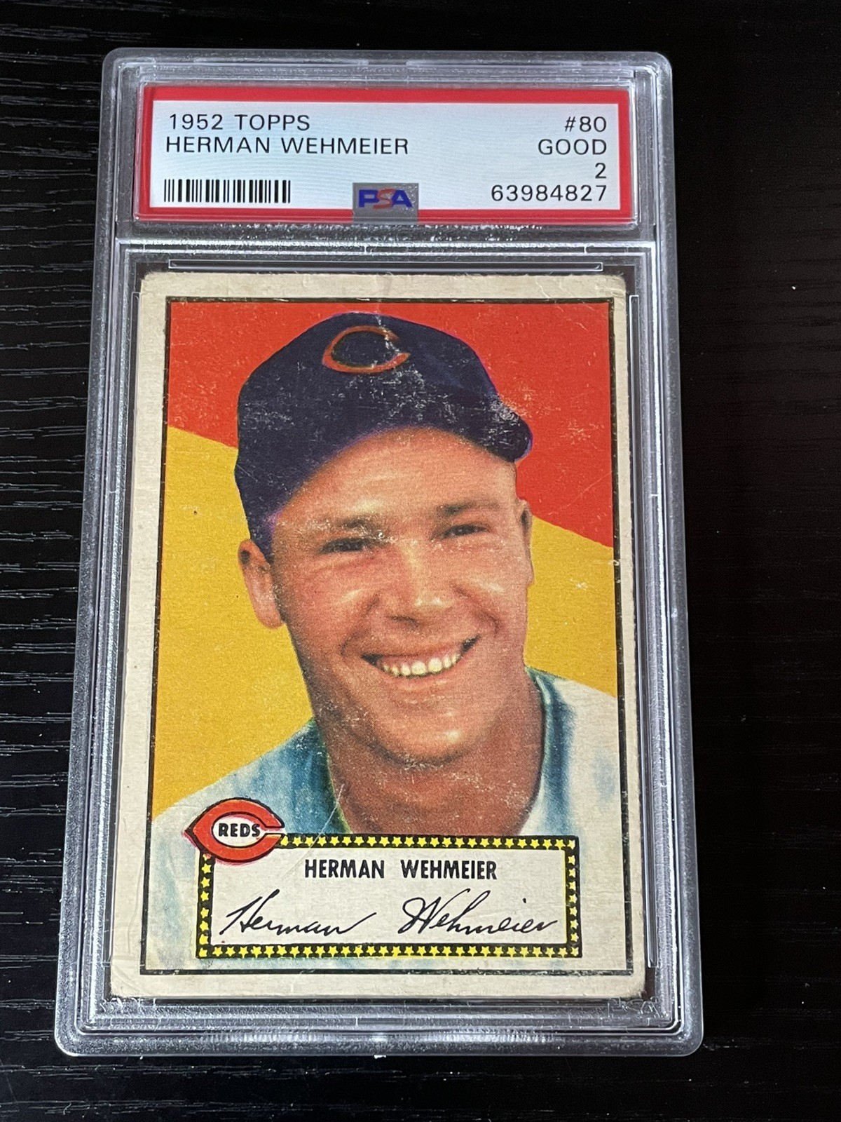 1952 Topps Baseball #80 Herman Wehmeier PSA 2 GOOD Red Back
