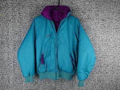 Vintage Columbia Reversible Jacket Womens Medium Purple Green Radial Sleeve 90s