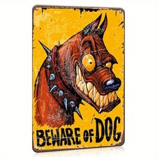 Beware of Canine Warning Dog Fun Tin Metal Signs Home D cor 8x12