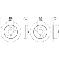 2X Hella Bremsscheiben 258Mm Hinten Passend FüR Mercedes A-KLASSE Vaneo 5