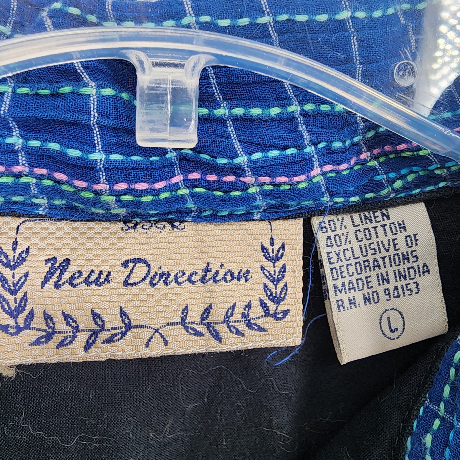 New Direction Patchwork Jacket Artsy Funky Linen … - image 7