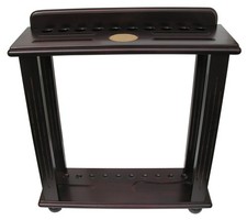 10 CUE FLOOR RACK for POOL TABLE/BILLIARD CUE STICKS -MAHOGANY BERNER BILLIARDS