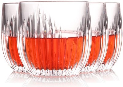 Cut Whiskey Glasses Set 4 oz Old Fashioned Drinking Cups Whiskey Glasses for